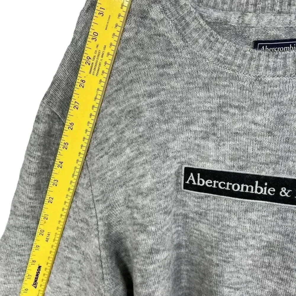Abercrombie & Fitch NEW Mens XL Gray Wool Alpaca Blend Logo Crewneck Sweater